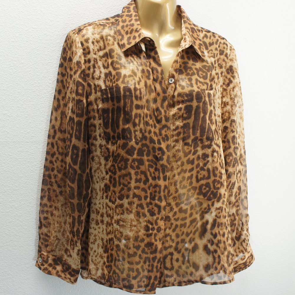 Chicos sheer animal print blouse size 1